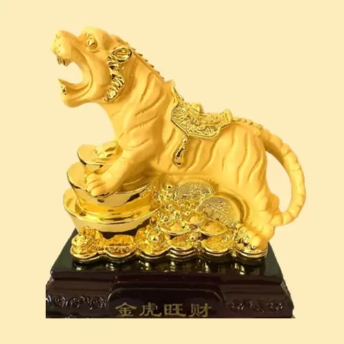 老虎樹脂雕像的年